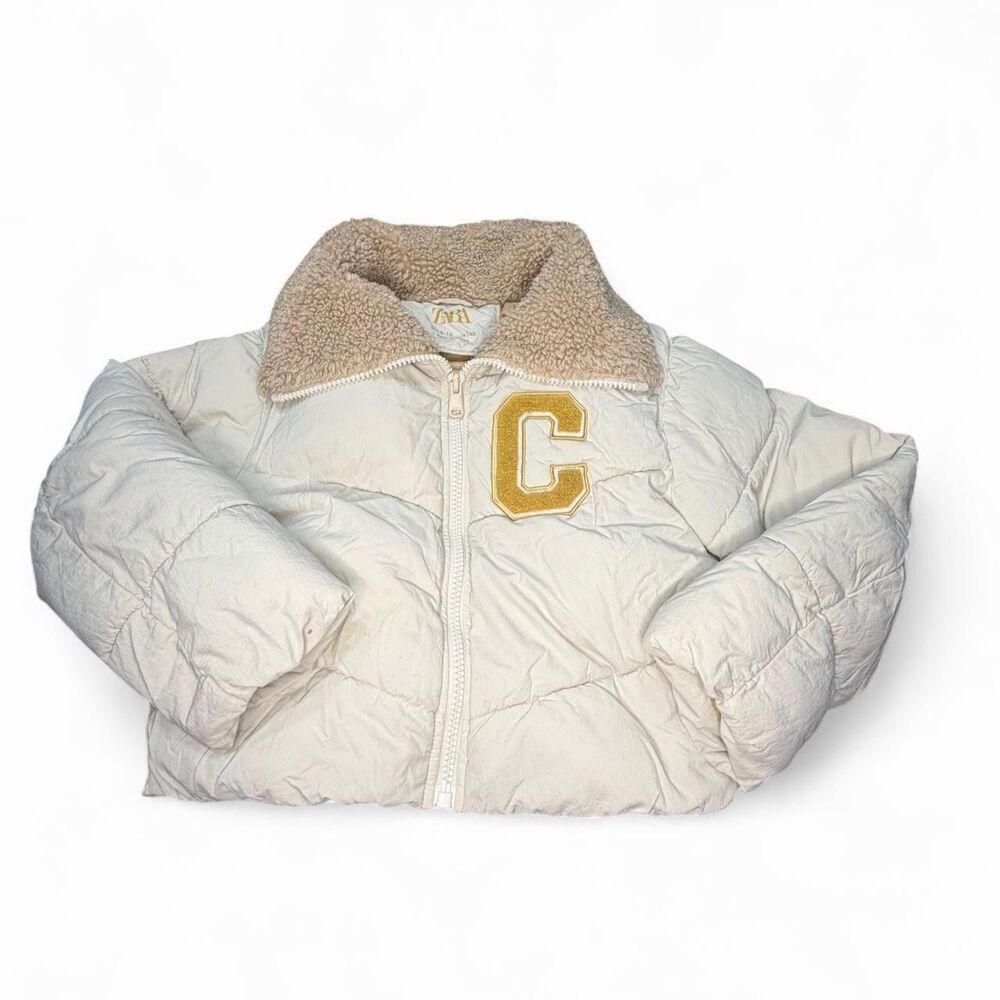 Zara Kids Puffer Jacket Winter Coat Size 9-10 Years Beige